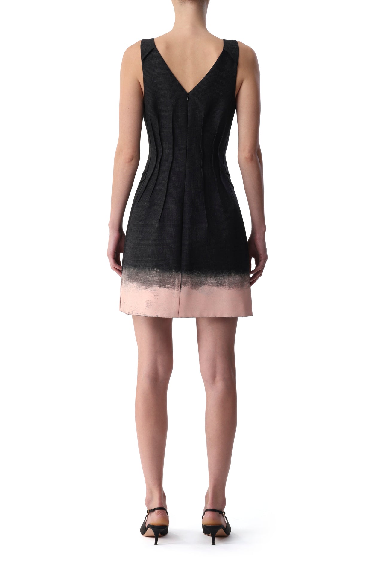 GLEN PLAID V-NECK MINI DRESS WITH PAINTED HEM view 3