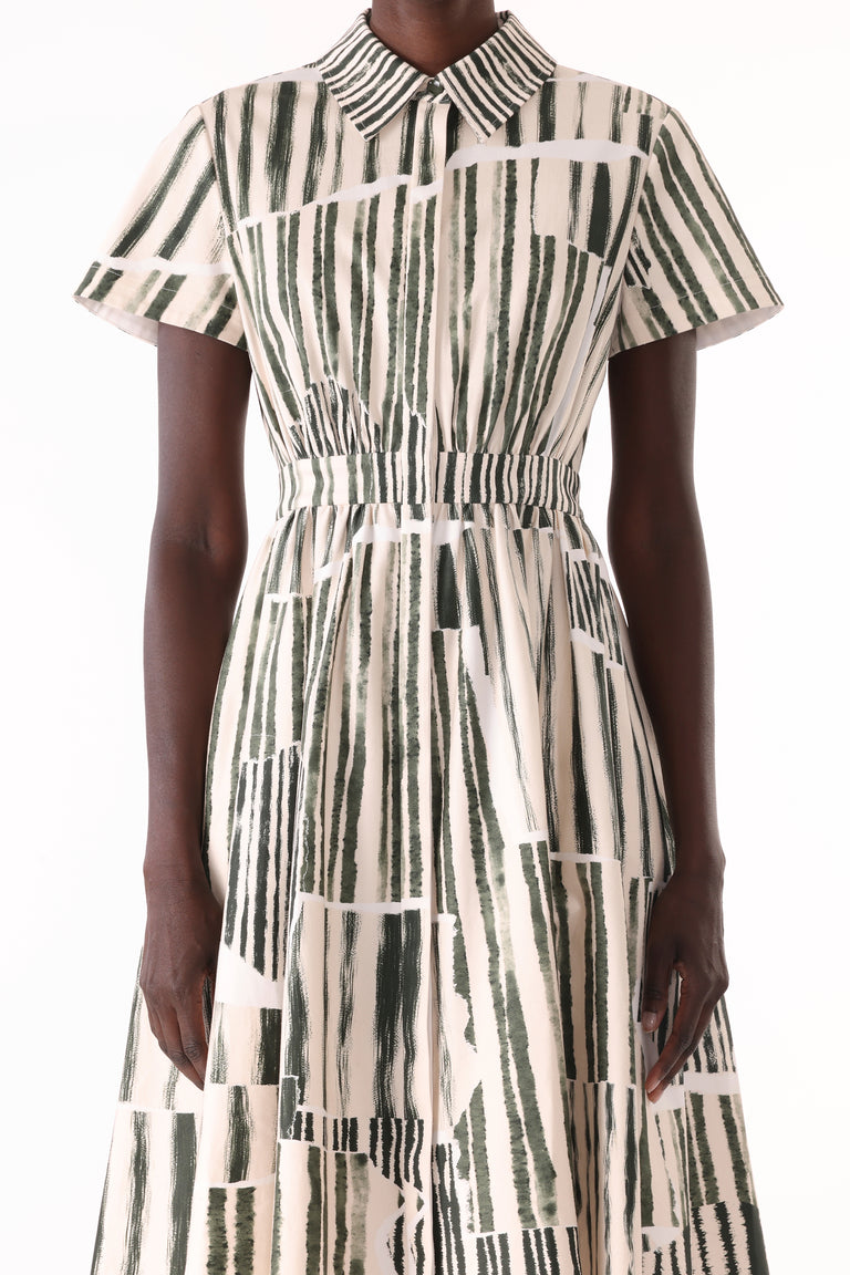 STRIPE COLLAGE STRETCH COTTON SHIRTDRESS view 5