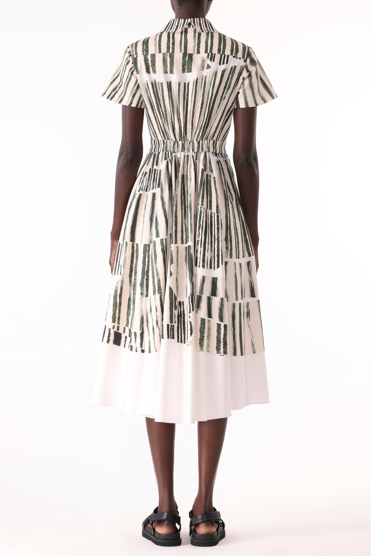 STRIPE COLLAGE STRETCH COTTON SHIRTDRESS view 4