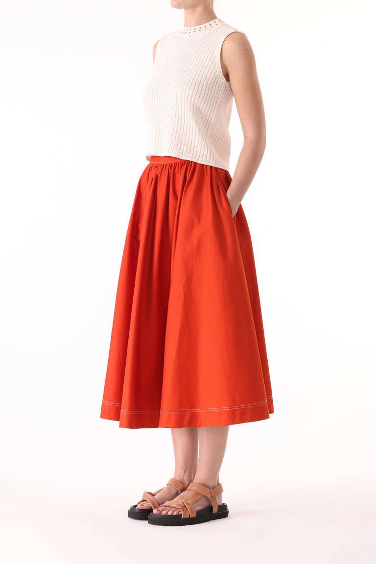 STRETCH COTTON MIDI SKIRT view 4