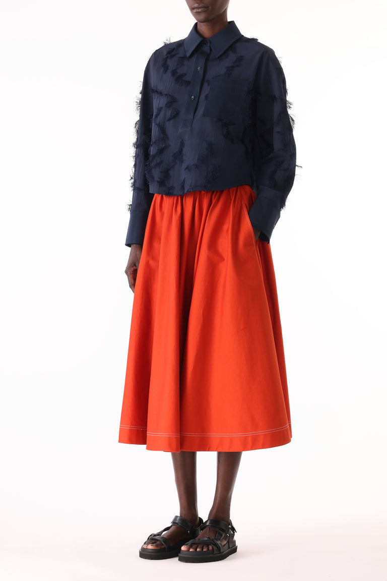 LONG SLEEVE CROPPED COTTON FIL COUPE SHIRT view 3