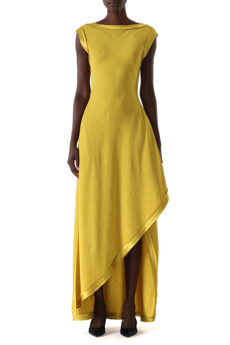 WASHED TWILL ASYMMETRICAL GOWN view 2