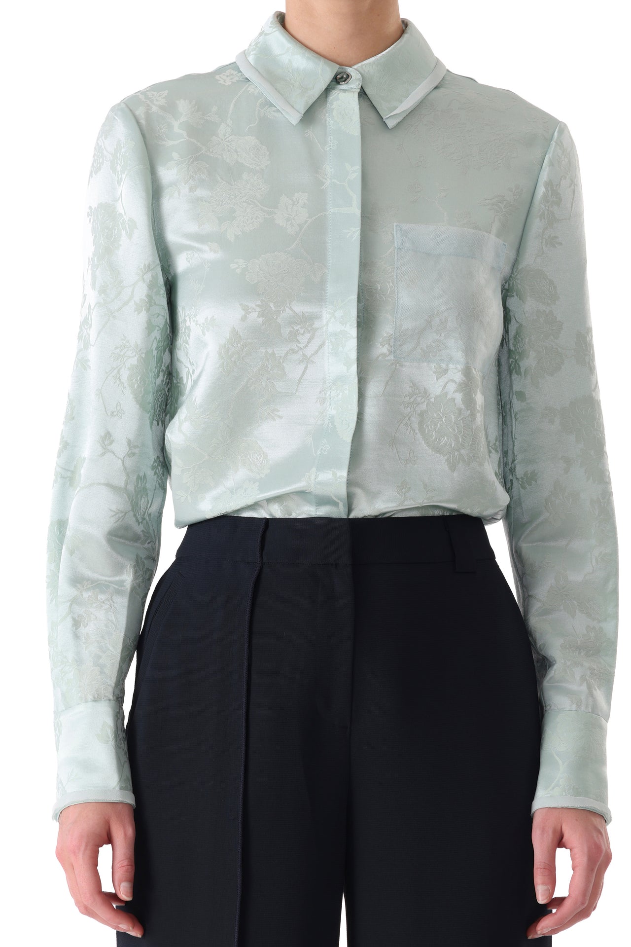FLORAL SATIN JACQUARD BUTTON-UP SHIRT view 5