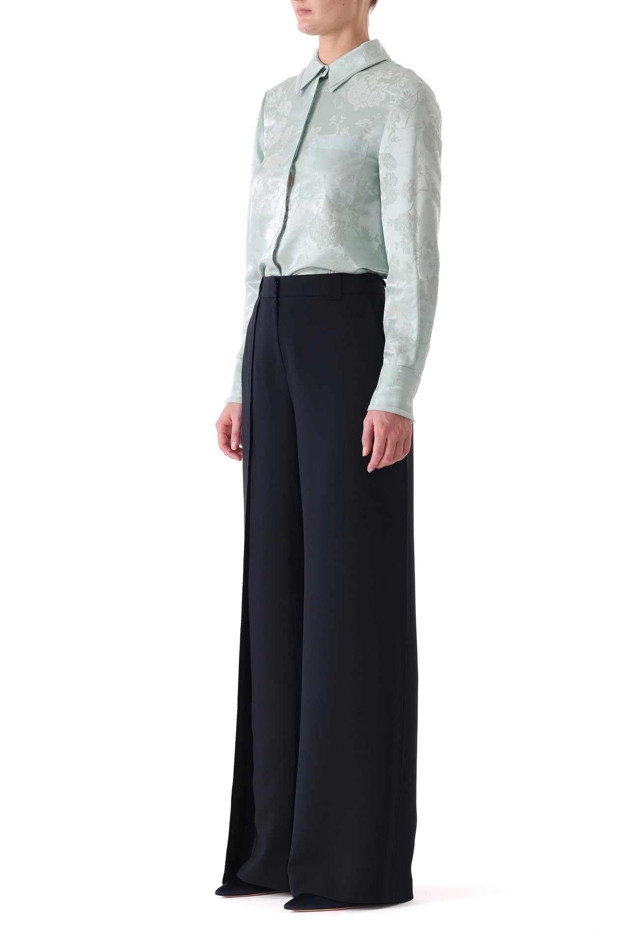 FLORAL SATIN JACQUARD BUTTON-UP SHIRT view 3