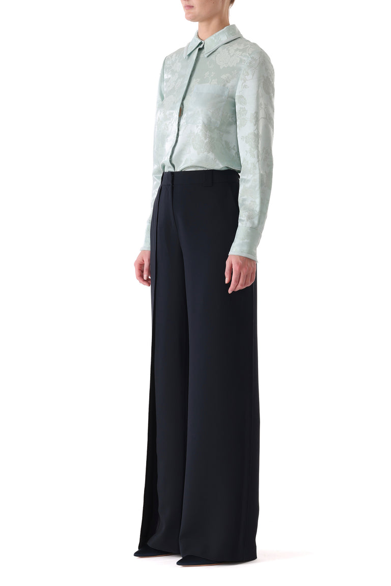 FLORAL SATIN JACQUARD BUTTON-UP SHIRT view 3
