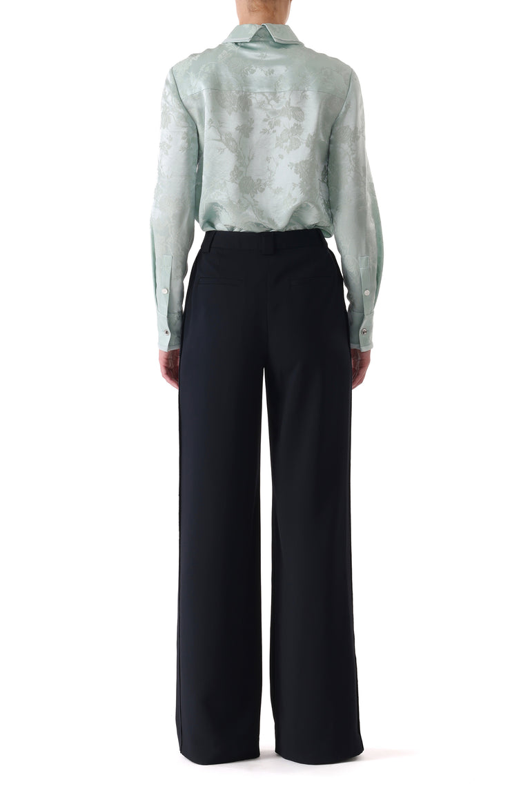 FLORAL SATIN JACQUARD BUTTON-UP SHIRT view 4