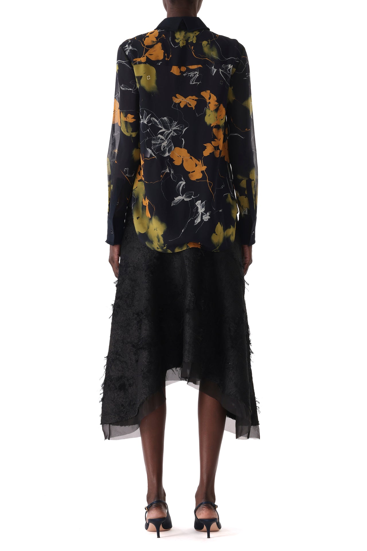 SHADOW FLORAL CREPE CHIFFON BUTTON-UP SHIRT view 4