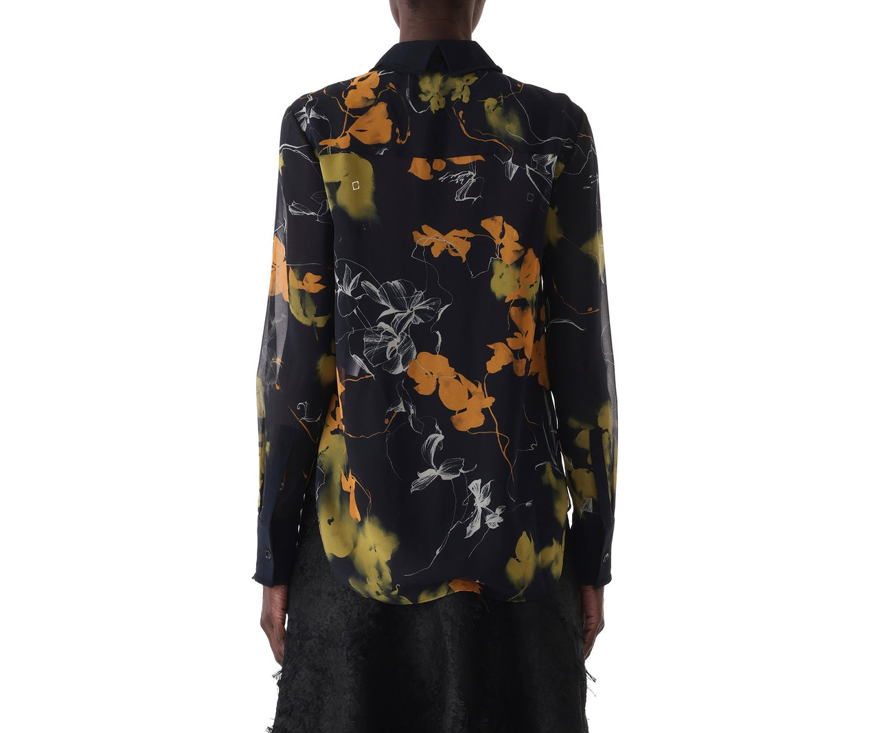 SHADOW FLORAL CREPE CHIFFON BUTTON-UP SHIRT view 4