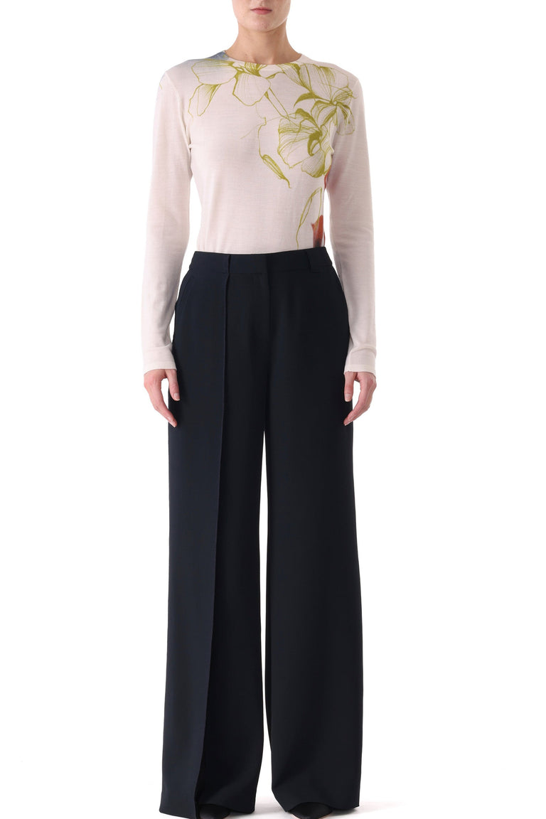 SHADOW FLORAL MERINO WOOL CREW NECK SWEATER view 2