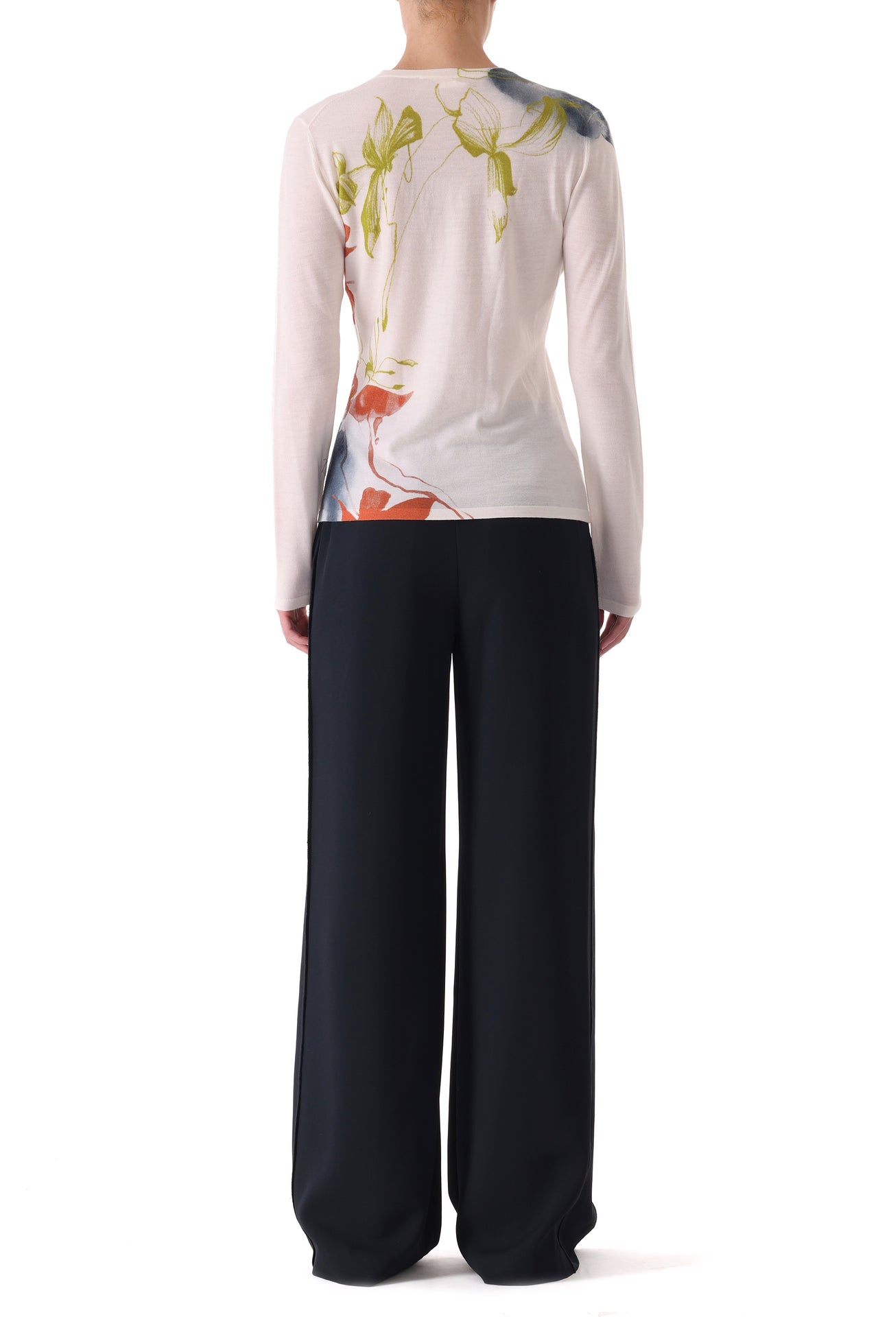 SHADOW FLORAL MERINO WOOL CREW NECK SWEATER view 5