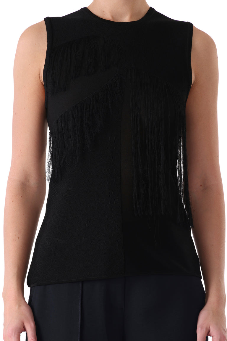 SLEEVELESS FRINGE KNIT TOP view 2