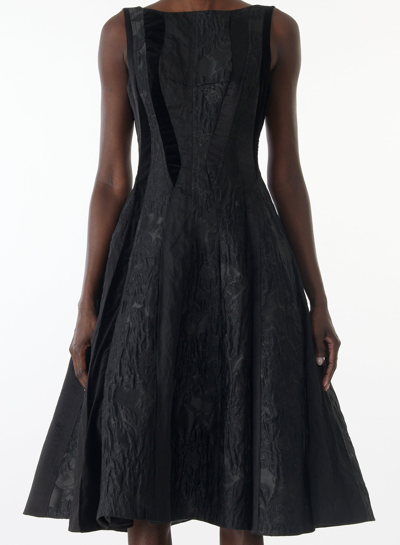 MIXED MEDIA LOW BACK MIDI DRESS view 4