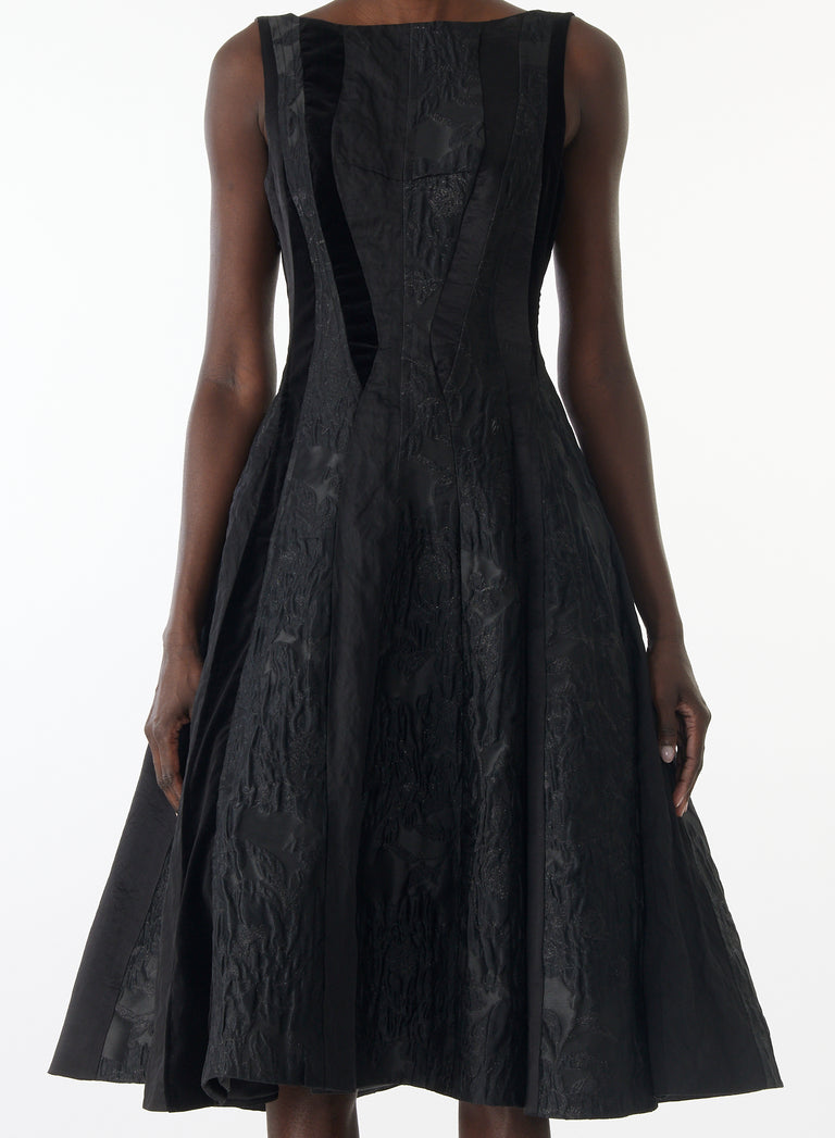 MIXED MEDIA LOW BACK MIDI DRESS view 4