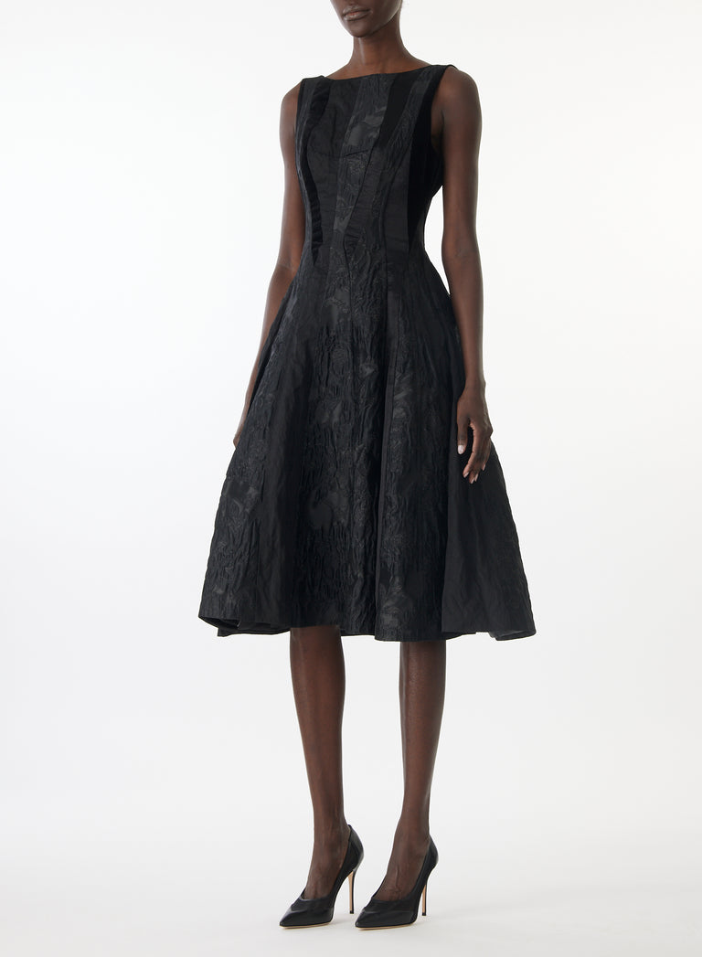 MIXED MEDIA LOW BACK MIDI DRESS view 5