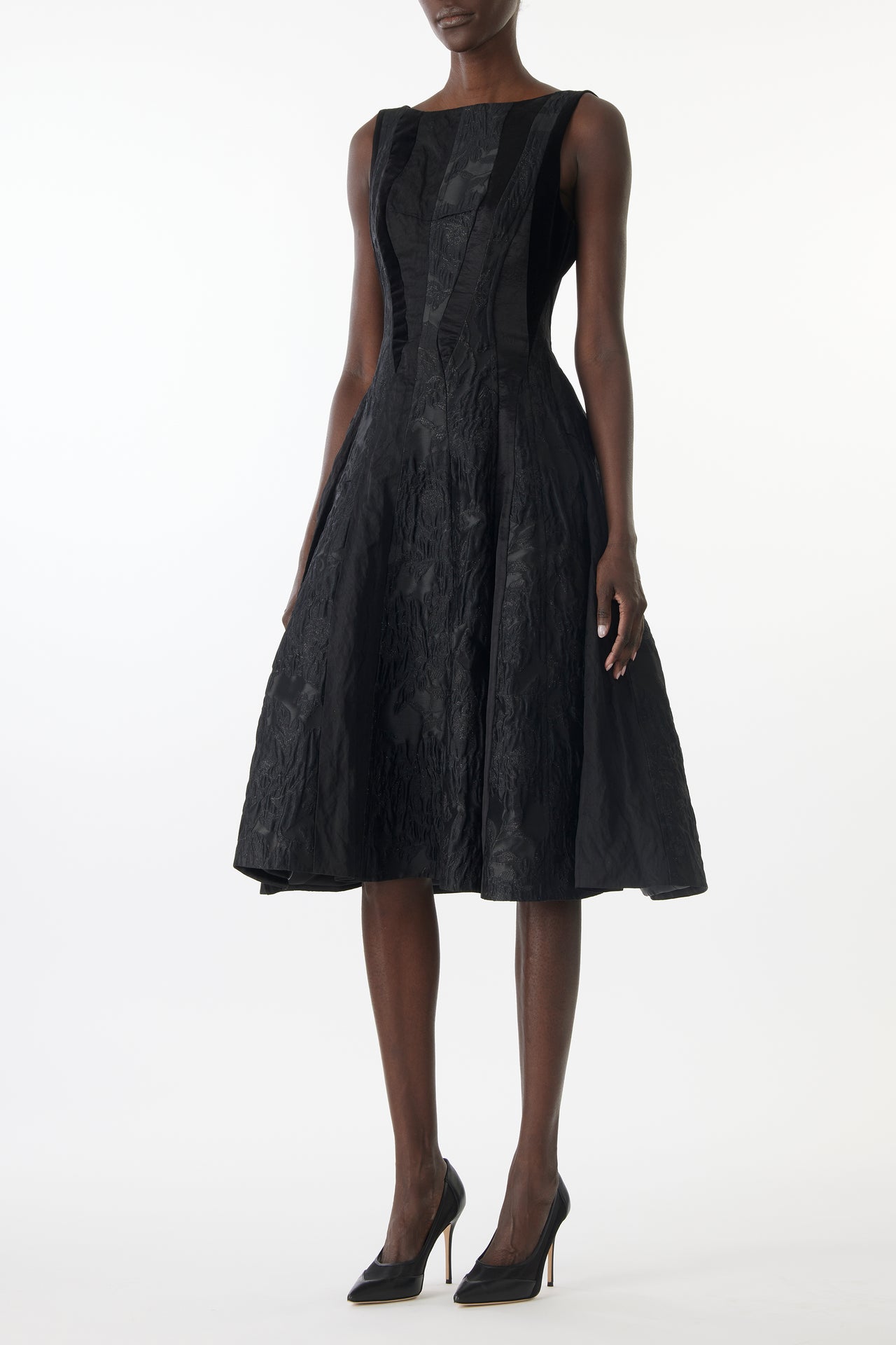 MIXED MEDIA LOW BACK MIDI DRESS view 5