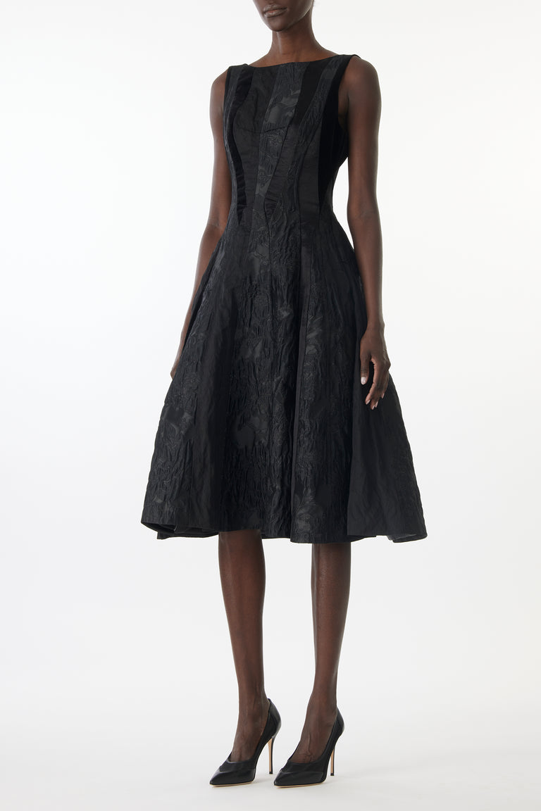 MIXED MEDIA LOW BACK MIDI DRESS view 5
