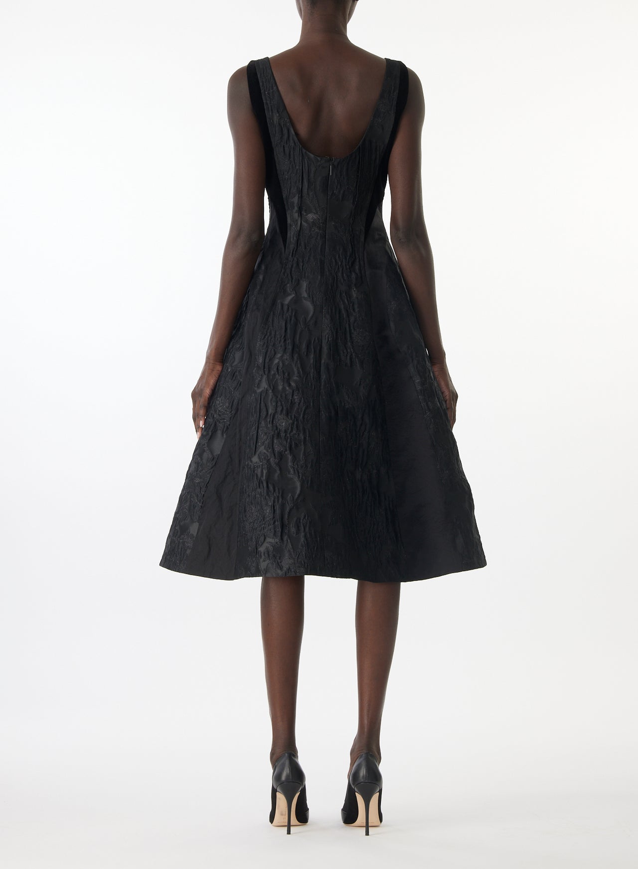 MIXED MEDIA LOW BACK MIDI DRESS view 6