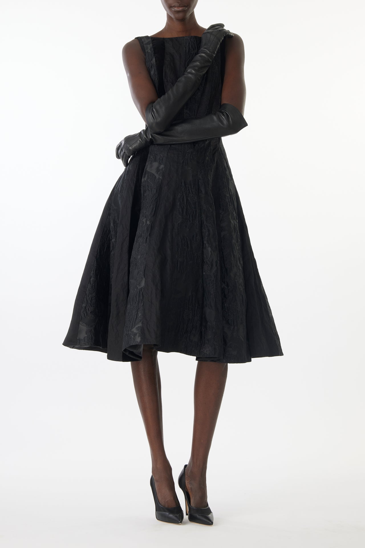 MIXED MEDIA LOW BACK MIDI DRESS view 7