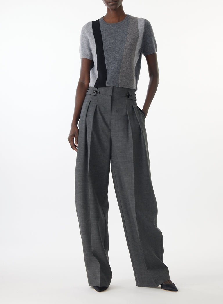 ASYMMETRICAL PANELLED SHORT SLEEVE WOOL SWEATER view 4