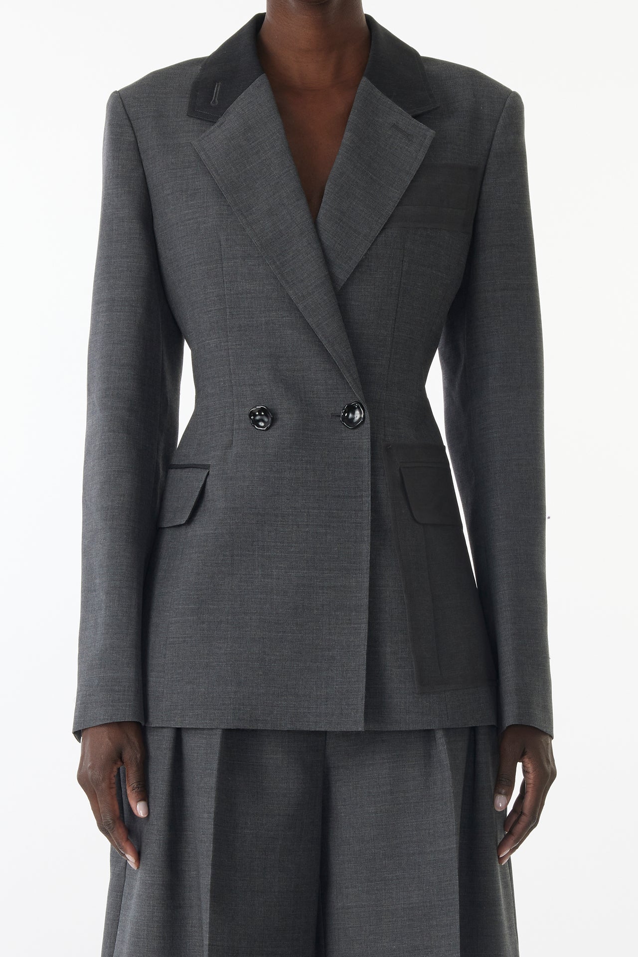 TROPICAL WOOL BAR JACKET WITH VEILED POCKET view 2