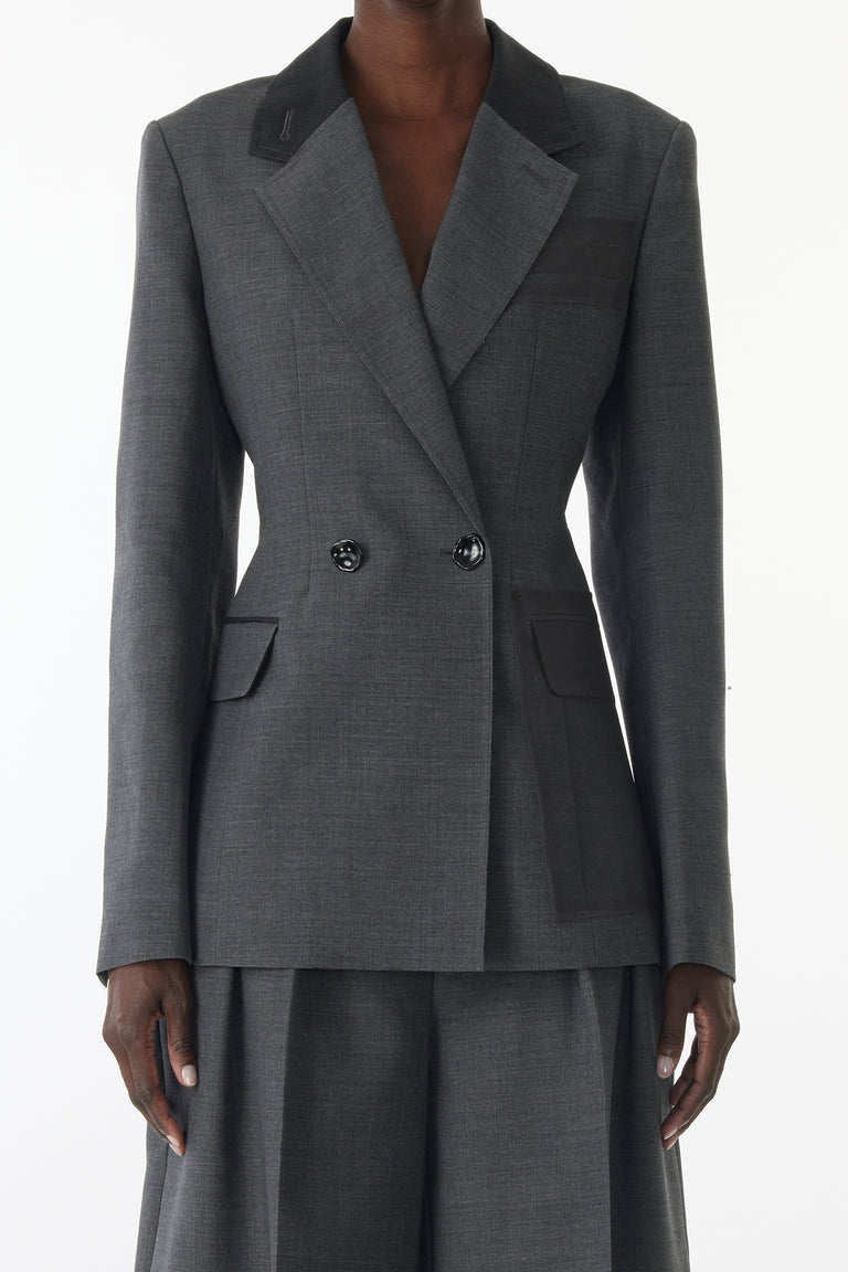 TROPICAL WOOL BAR JACKET WITH VEILED POCKET view 2