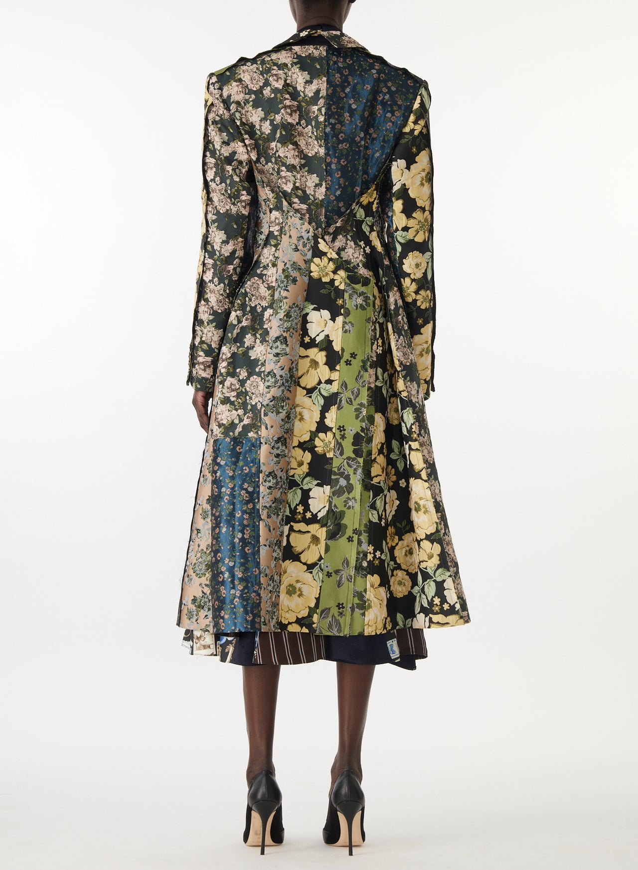 MIXED FLORAL JACQUARD PANELED COAT view 5