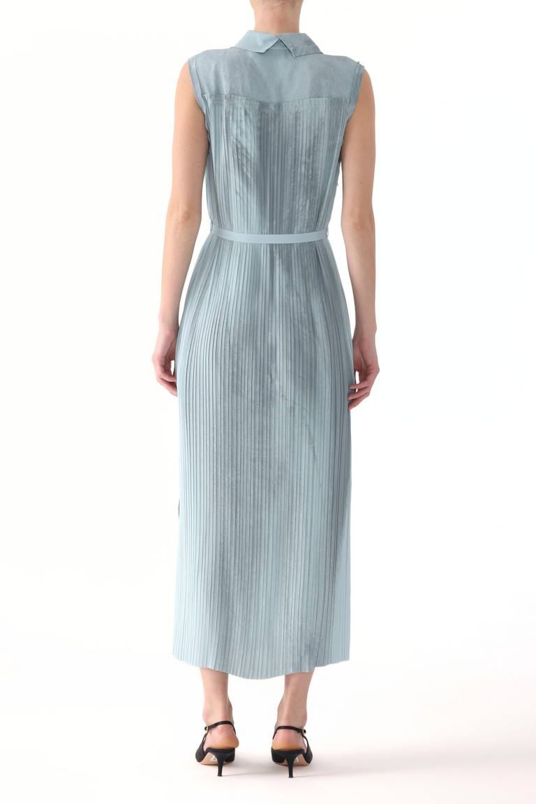 PLEATED GEORGETTE SLEEVELESS SHIRTDRESS view 3