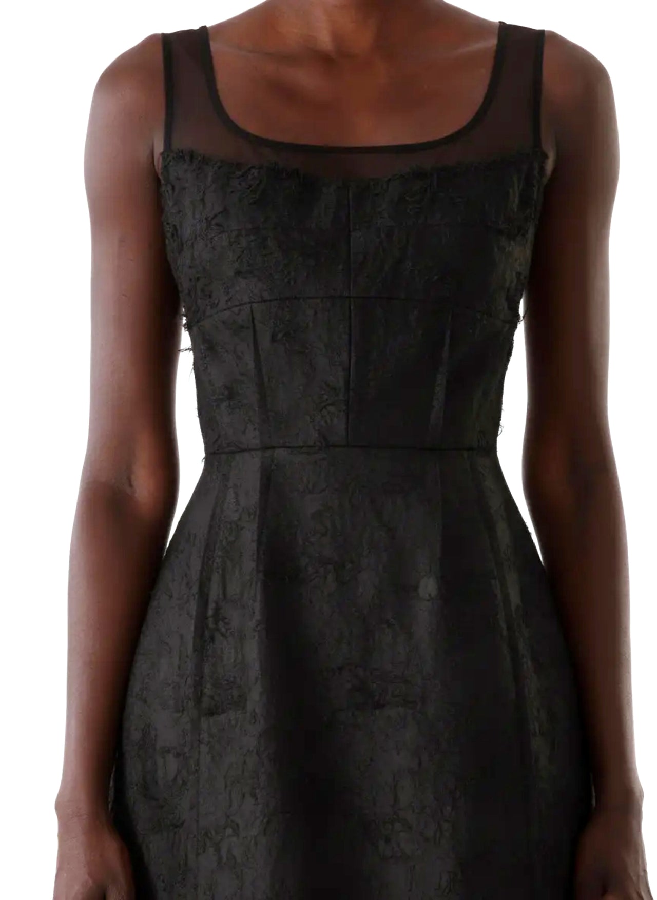 SLEEVELESS TEXTURED FRAY JACQUARD MINI DRESS view 5