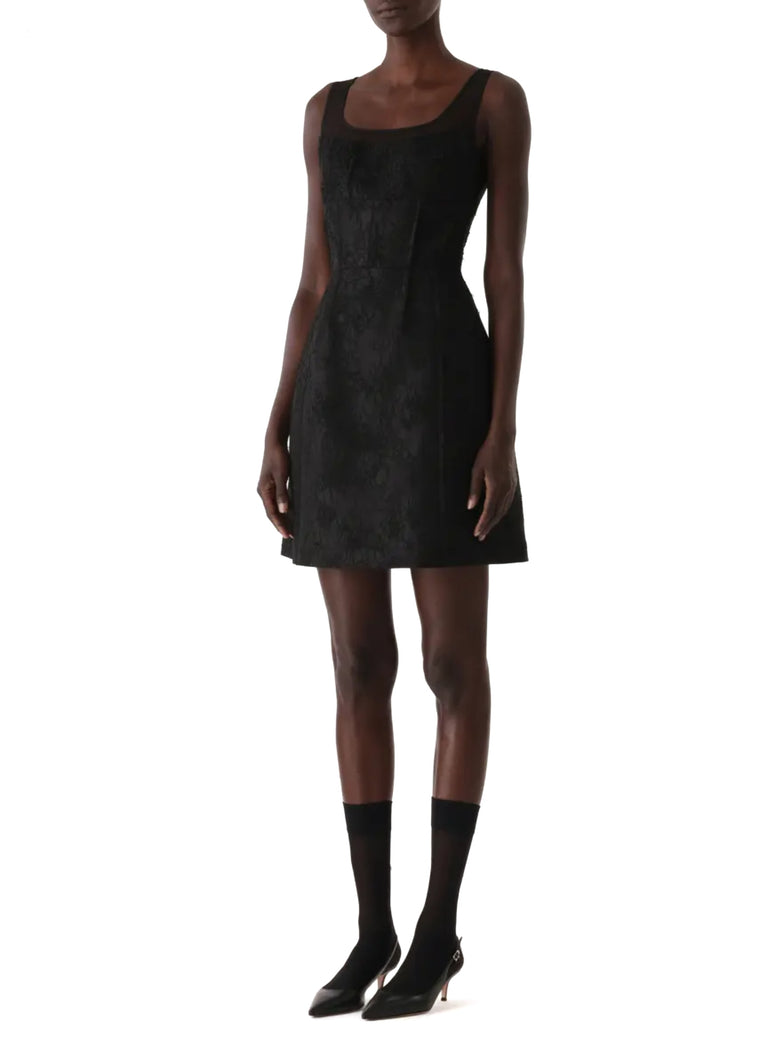 SLEEVELESS TEXTURED FRAY JACQUARD MINI DRESS view 4