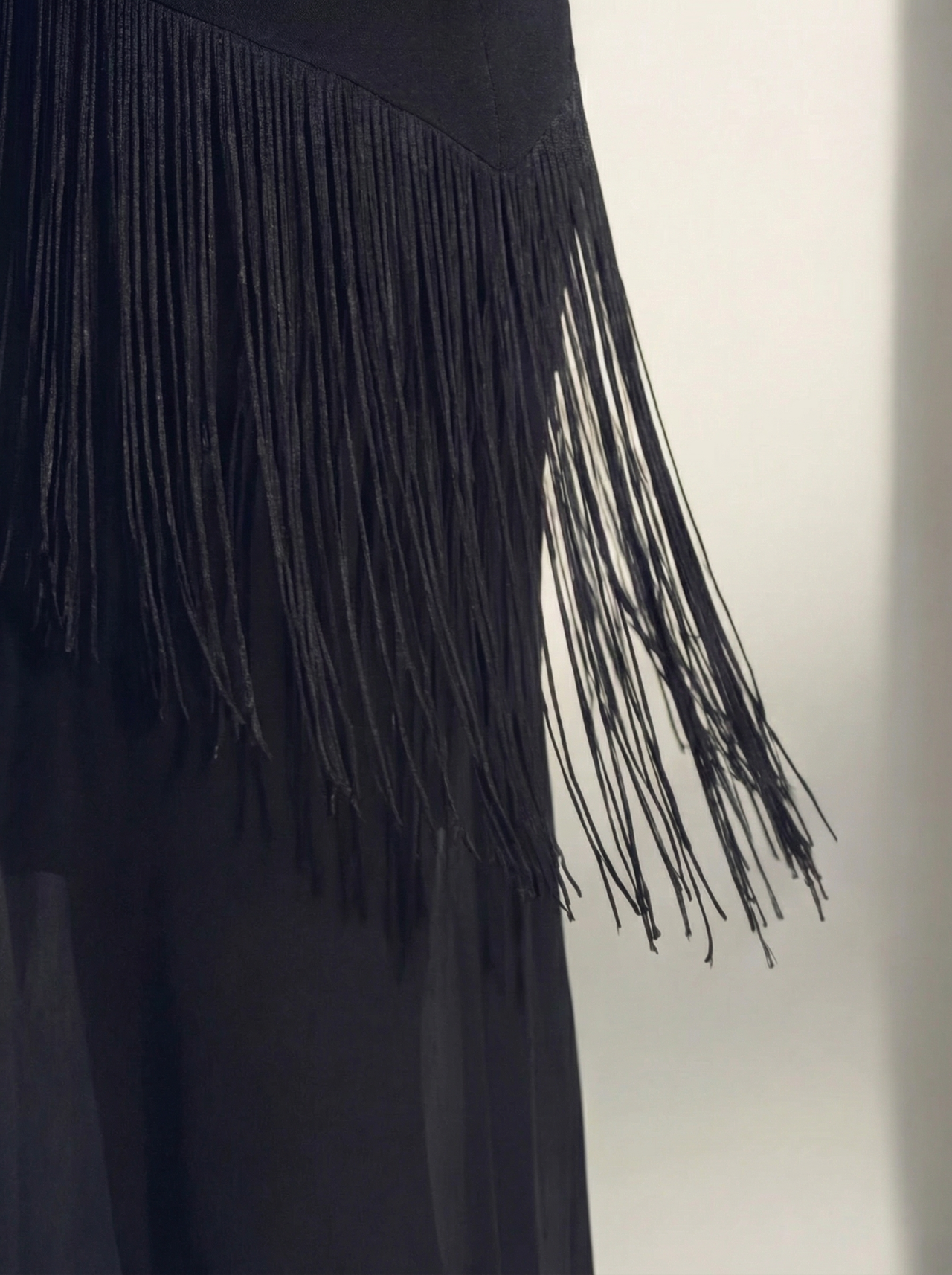 V-NECK FRINGE KNIT MIDI DRESS WITH SLIP view 3