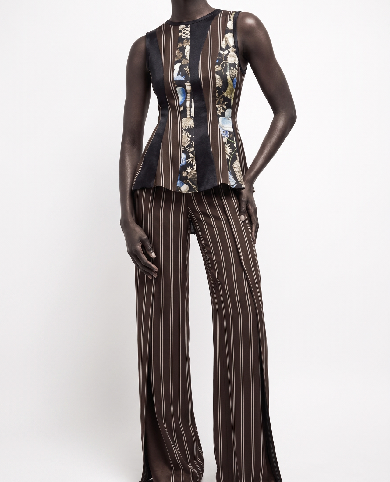 MIXED-MEDIA PANELED SLEEVELESS TOP view 1