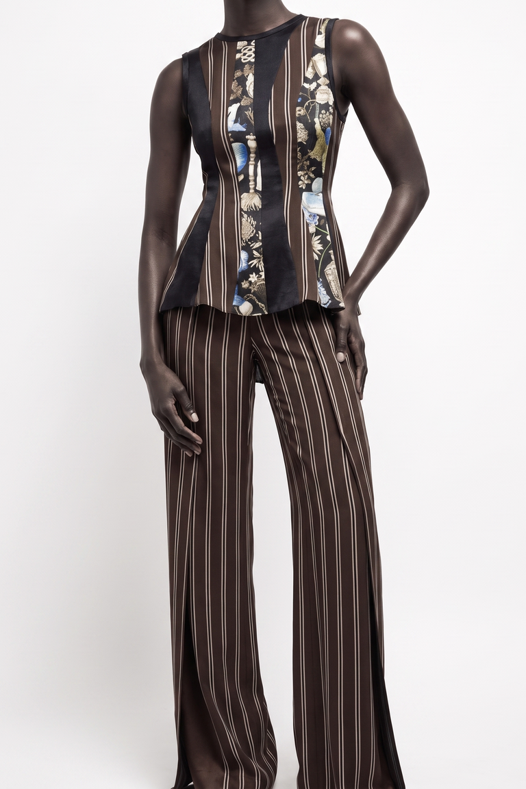 MIXED-MEDIA PANELED SLEEVELESS TOP view 1