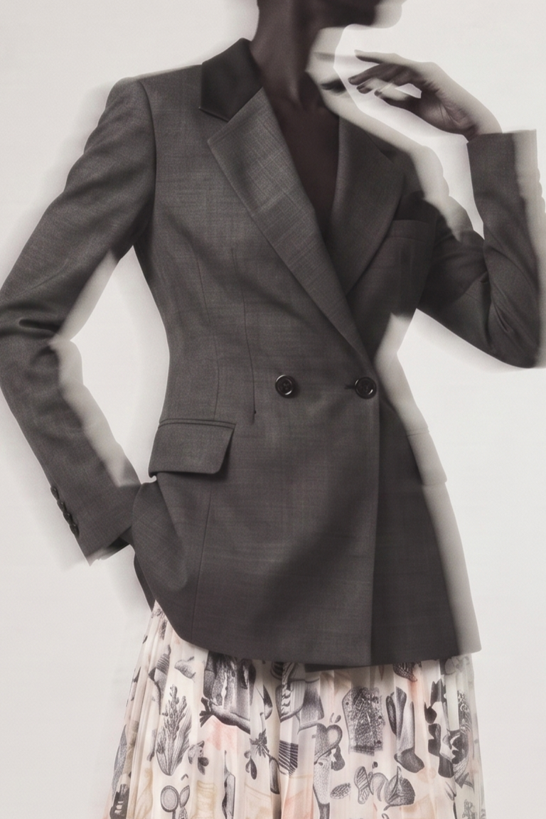TROPICAL WOOL BAR JACKET WITH VEILED POCKET view 1