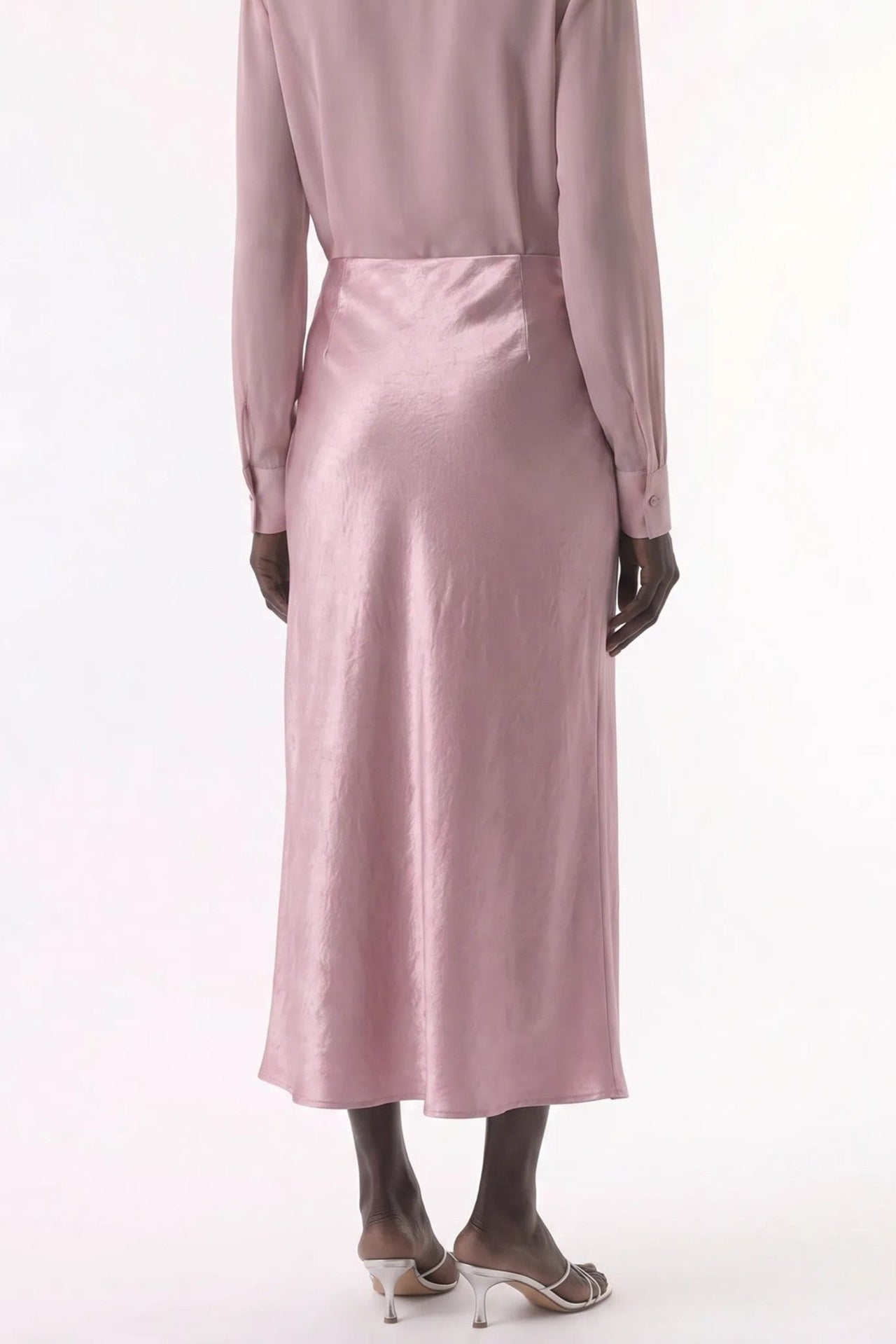 WASHED TWILL BIAS SLIP PENCIL MIDI SKIRT view 3