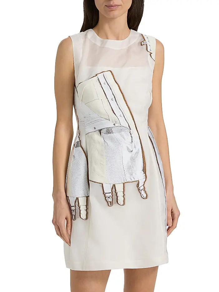 FIT AND FLARE MINI DRESS WITH LINGERIE JACQUARD view 2