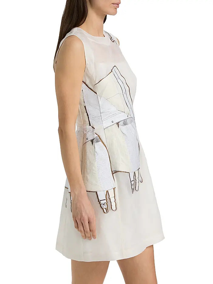 FIT AND FLARE MINI DRESS WITH LINGERIE JACQUARD view 4