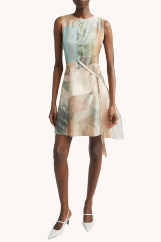 SLEEVELESS COLLAGE MINI DRESS W/ GROUNDINGS ARTWORK BY ROBERT RAUSCHENBERG