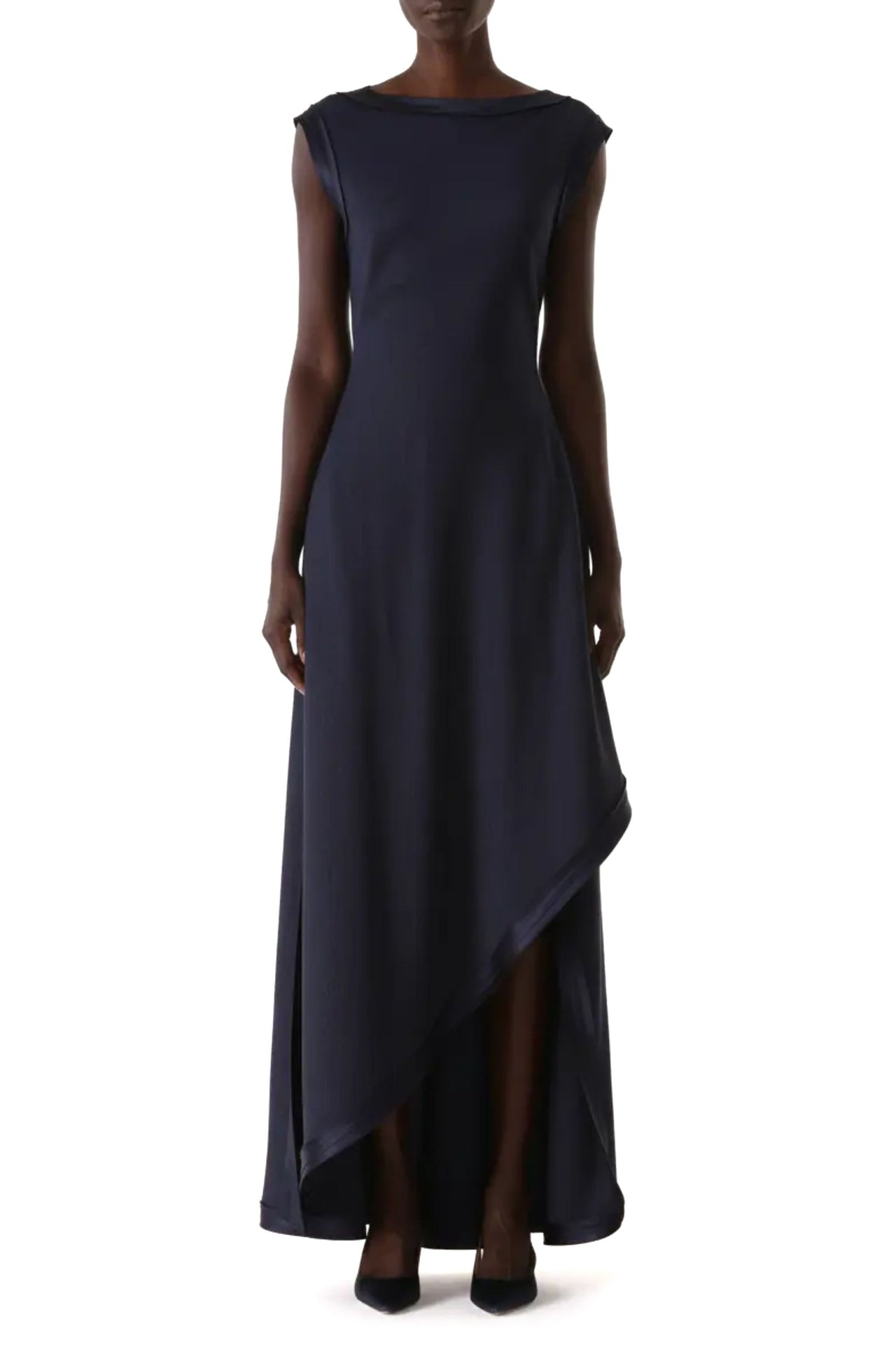 WASHED TWILL ASYMMETRICAL GOWN view 1