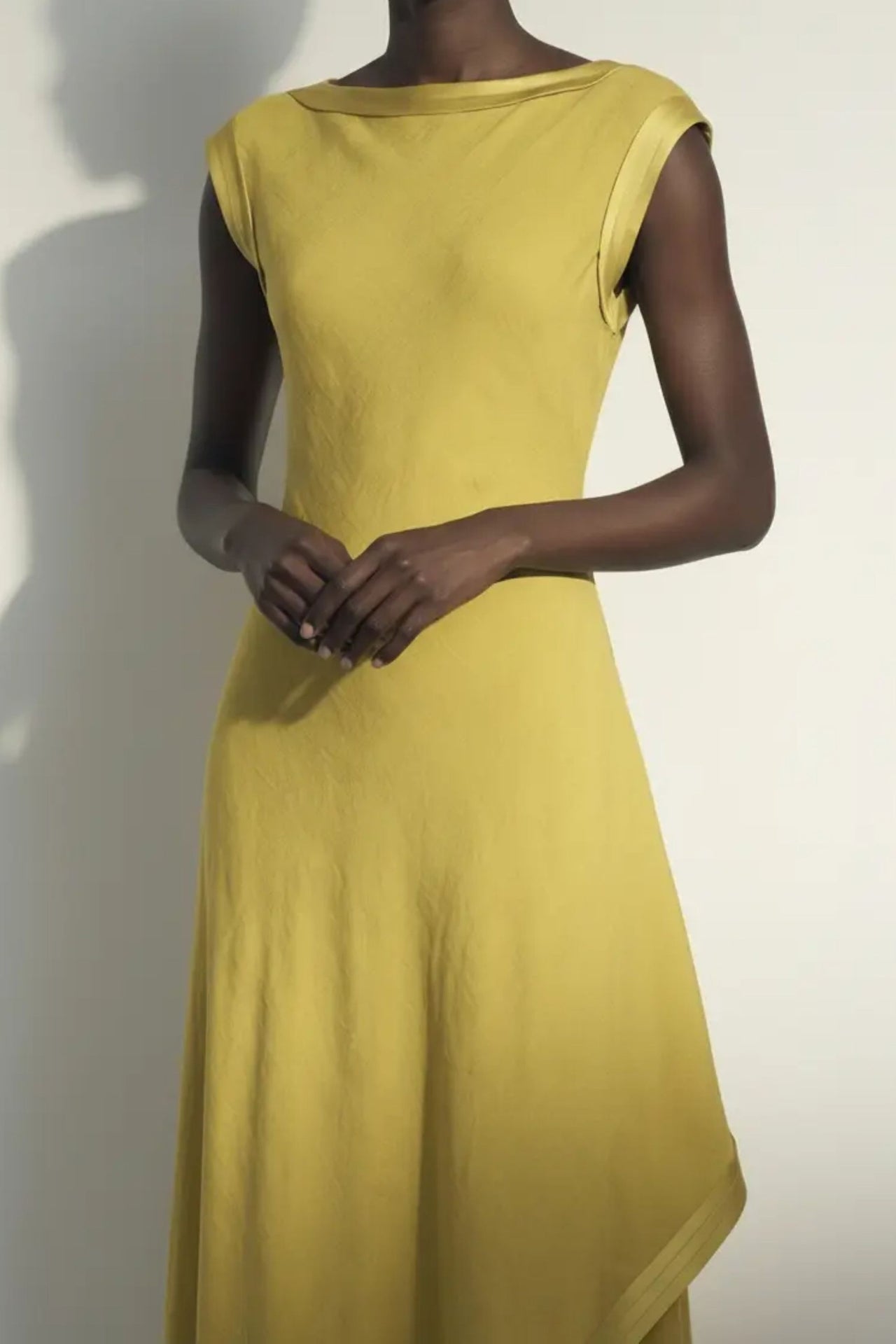 WASHED TWILL ASYMMETRICAL GOWN view 2