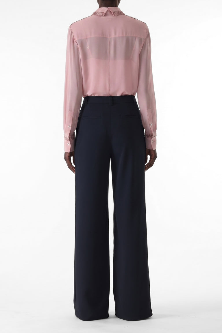 CREPE CHIFFON BUTTON-UP SHIRT WITH LACE view 3