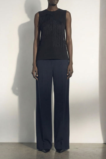 SLEEVELESS FRINGE KNIT TOP view 1