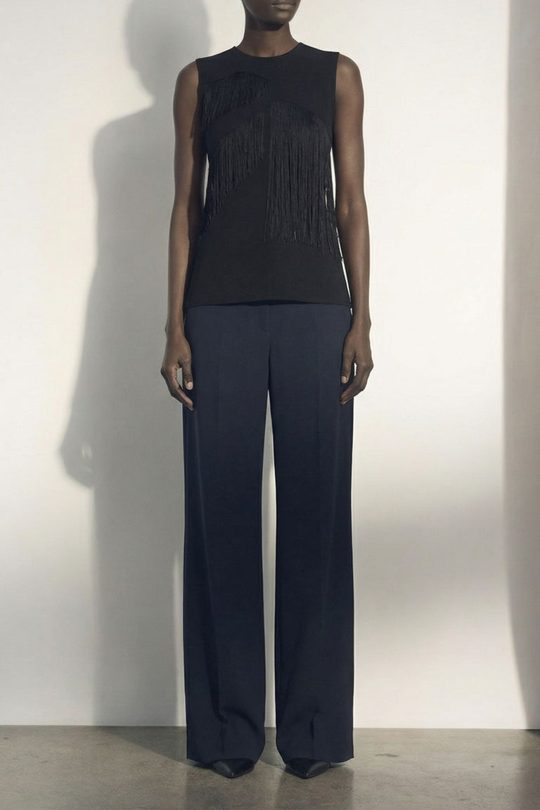 SLEEVELESS FRINGE KNIT TOP view 1