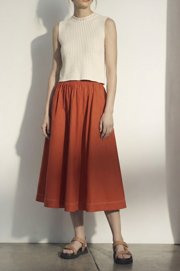 STRETCH COTTON MIDI SKIRT view 1