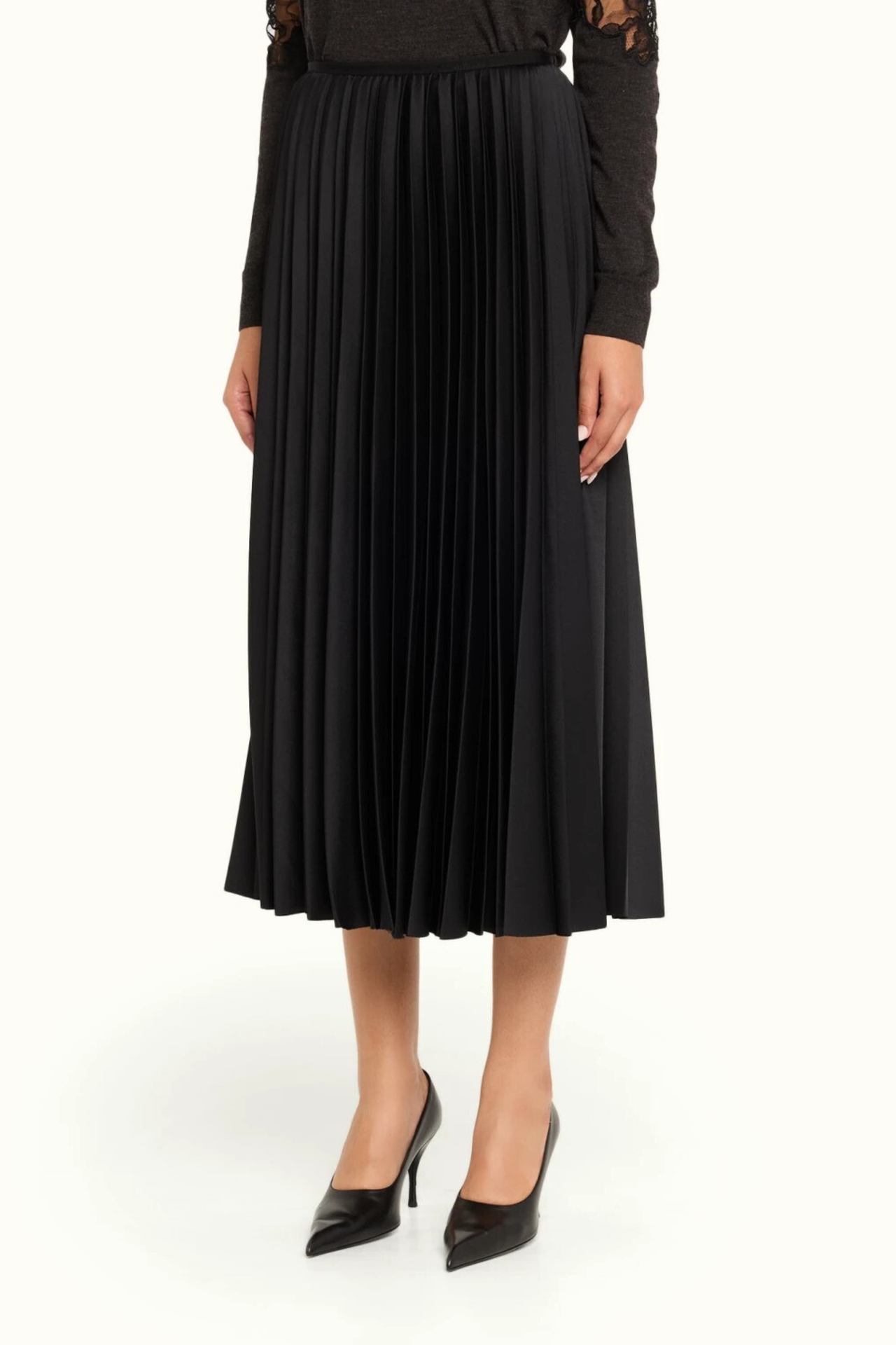 CREPE SATIN PLEATED MIDI SKIRT view 2