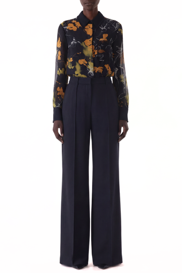 SHADOW FLORAL CREPE CHIFFON BUTTON-UP SHIRT view 1