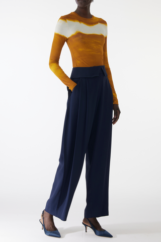 PLEAT- FRONT PANTS WITH FOLDOVER WAISTBAND