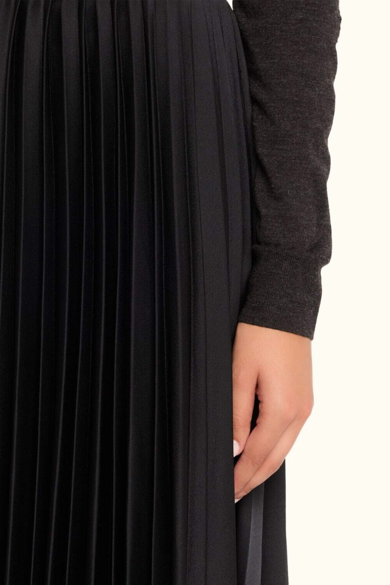 CREPE SATIN PLEATED MIDI SKIRT view 4