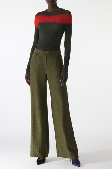 CRINKLED SATIN STRAIGHT- LEG TROUSERS view 1