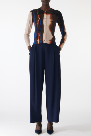 DIFFUSED OMBRE STRIPE WOOL CARDIGAN