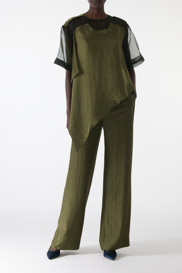 ORGANZA AND CRINKLED SATIN T-SHIRT view 1